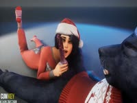 Christmas sex with hentai slut and her dog animal sex toy